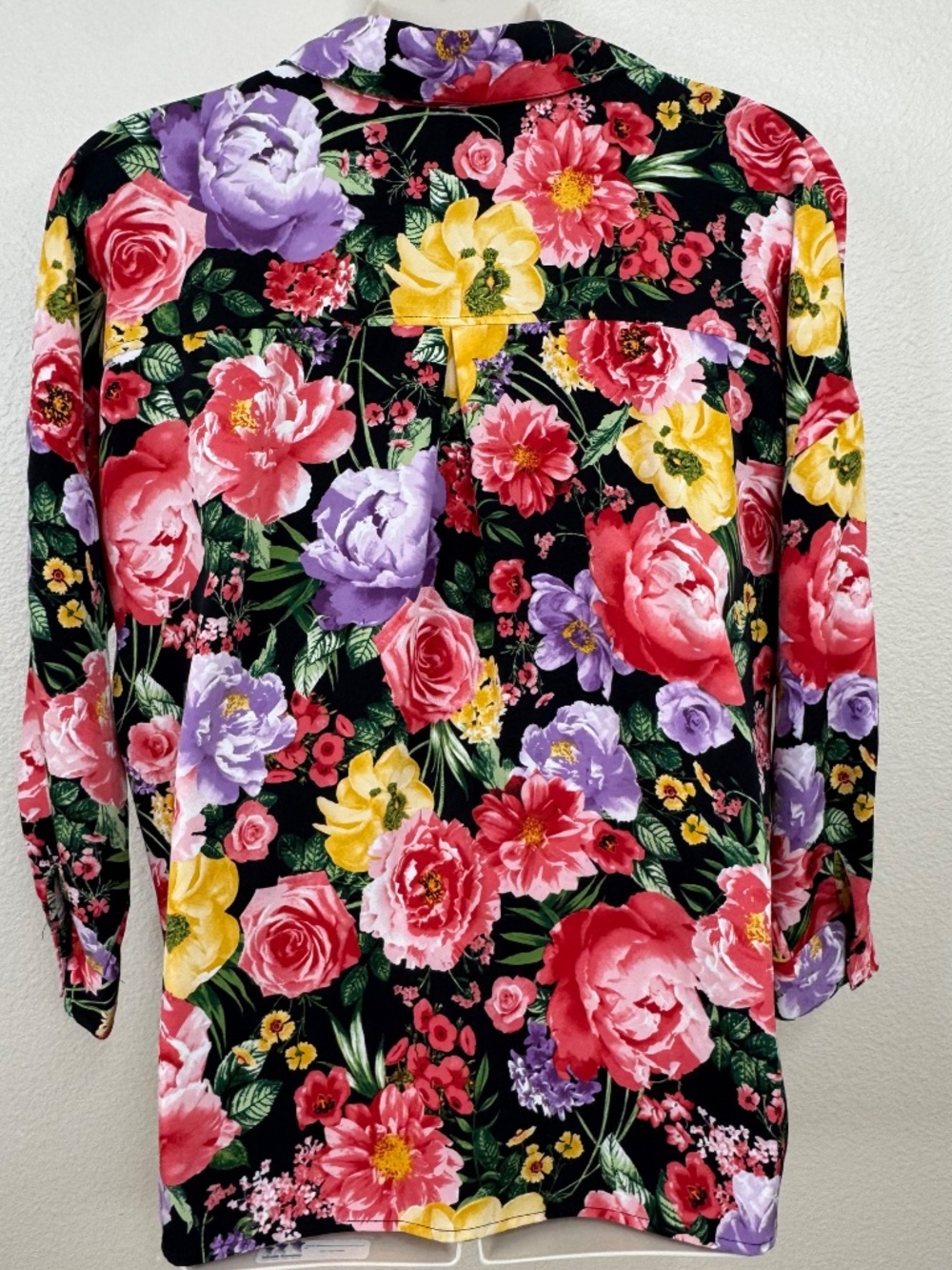 Catherine Malandrino XL Floral Tunic Blouse Black Multicolor Drop Shoulder - Picture 7 of 10
